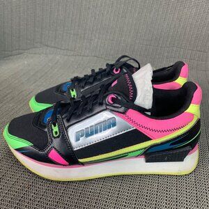 Puma Womens Size 8 Black/Multicolor Retro Running Sneakers